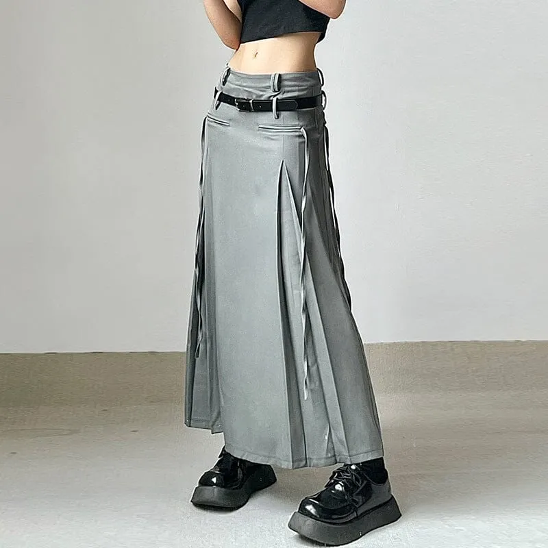 Slim Long Strap Slim Grey Skirt SD01002