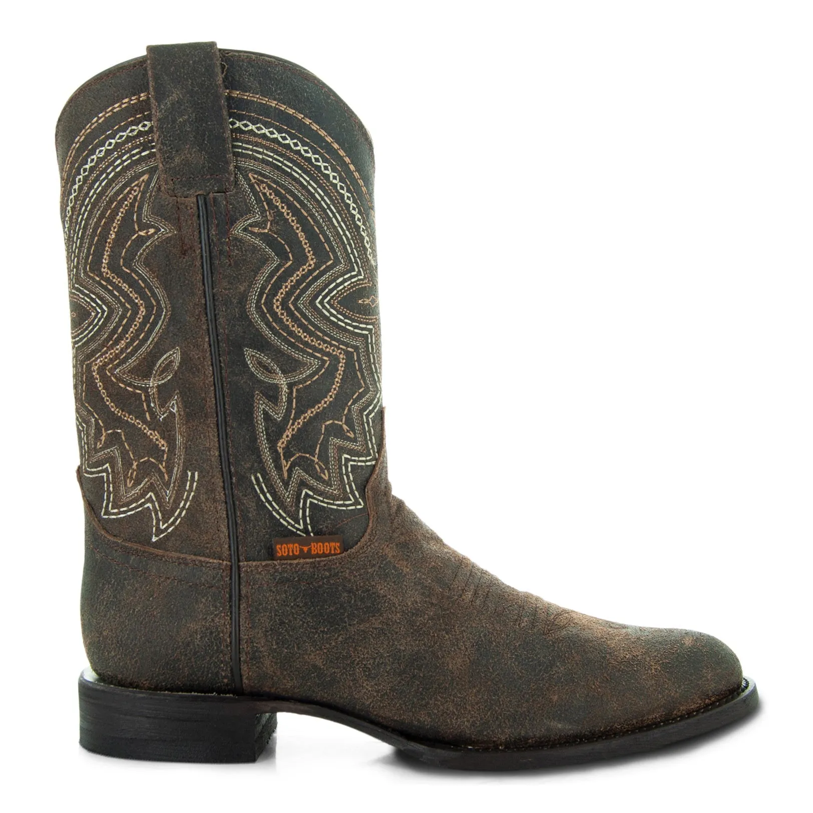 Soto Boots Mens Brown Distressed Leather Cowboy Boots