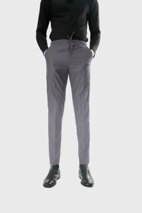 Standard Length Three Quarter Sleeve Wool Pants in Double Grey Pinstripe