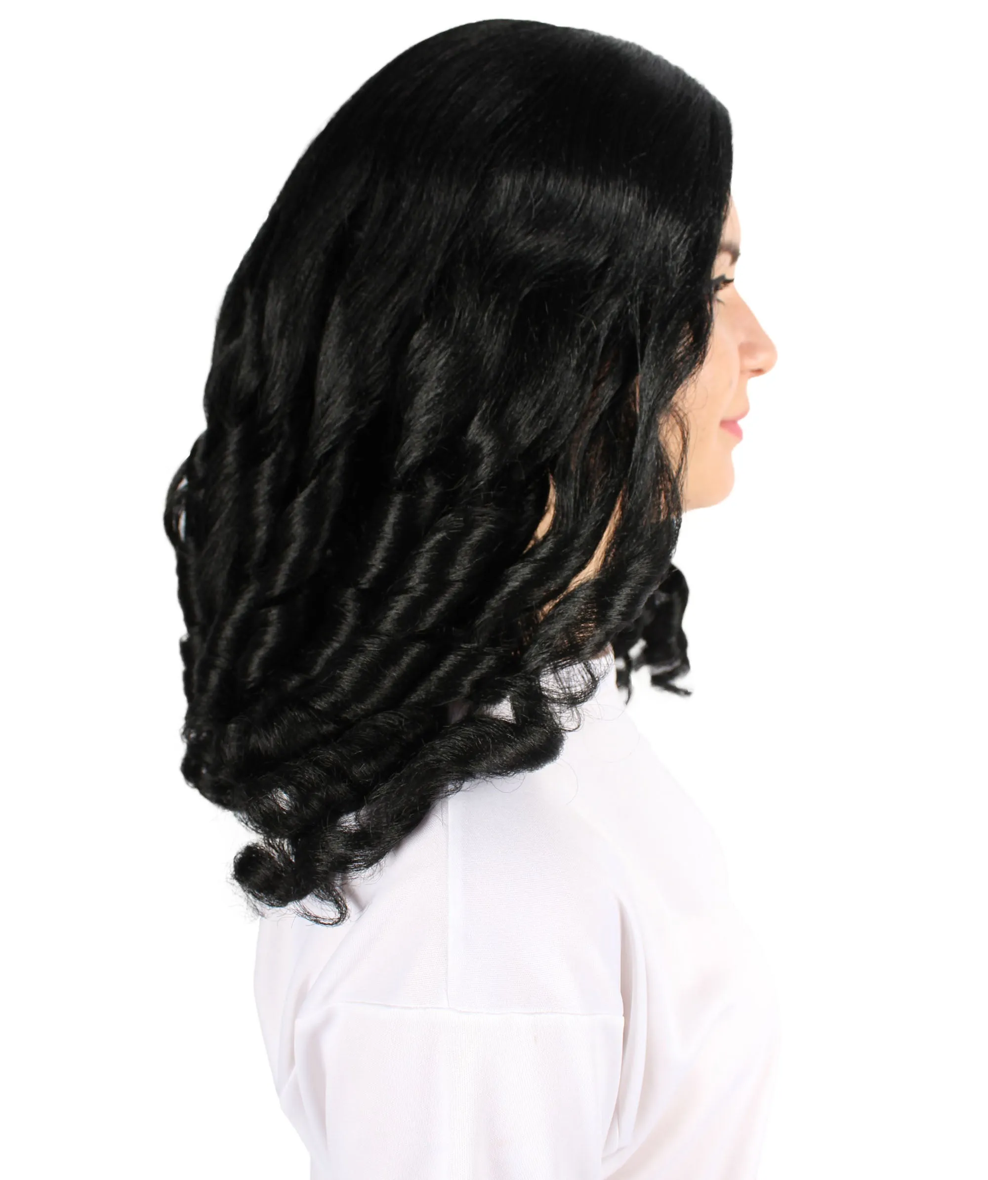 Story Book Curls | Women's Black Color Curly Shoulder Length Trendy Starry Curls Wig