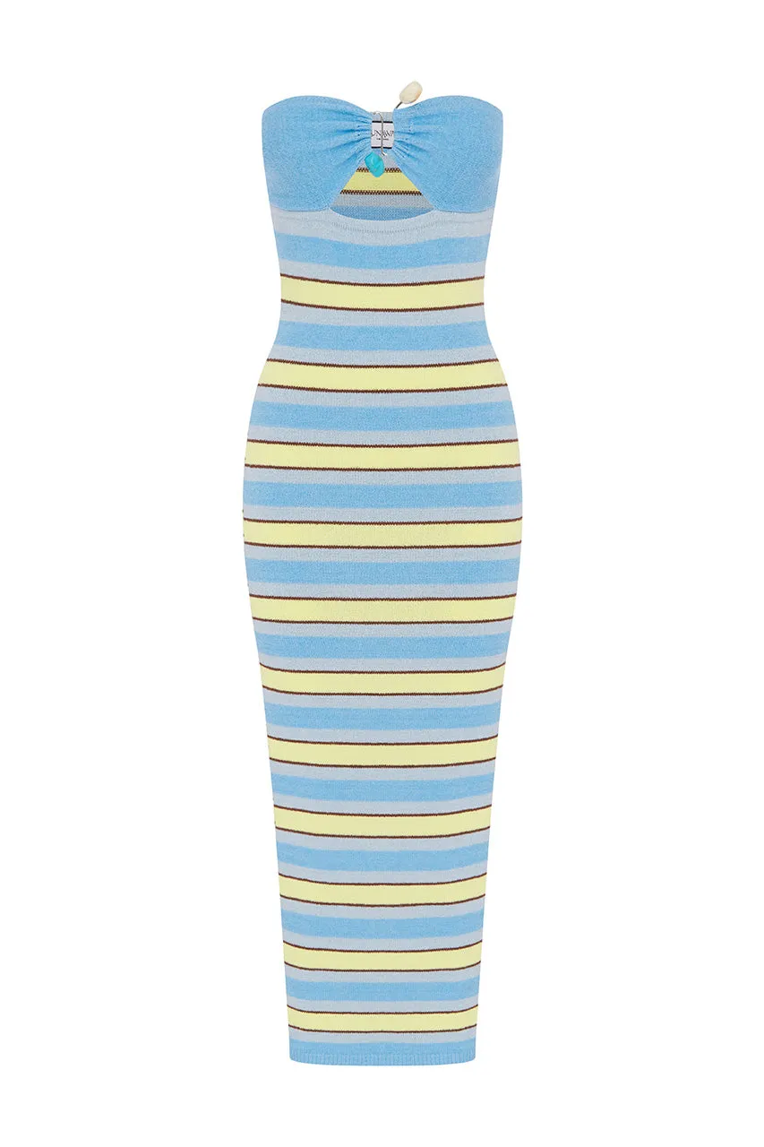 SYBIL MIDI DRESS - BLUE MULTI