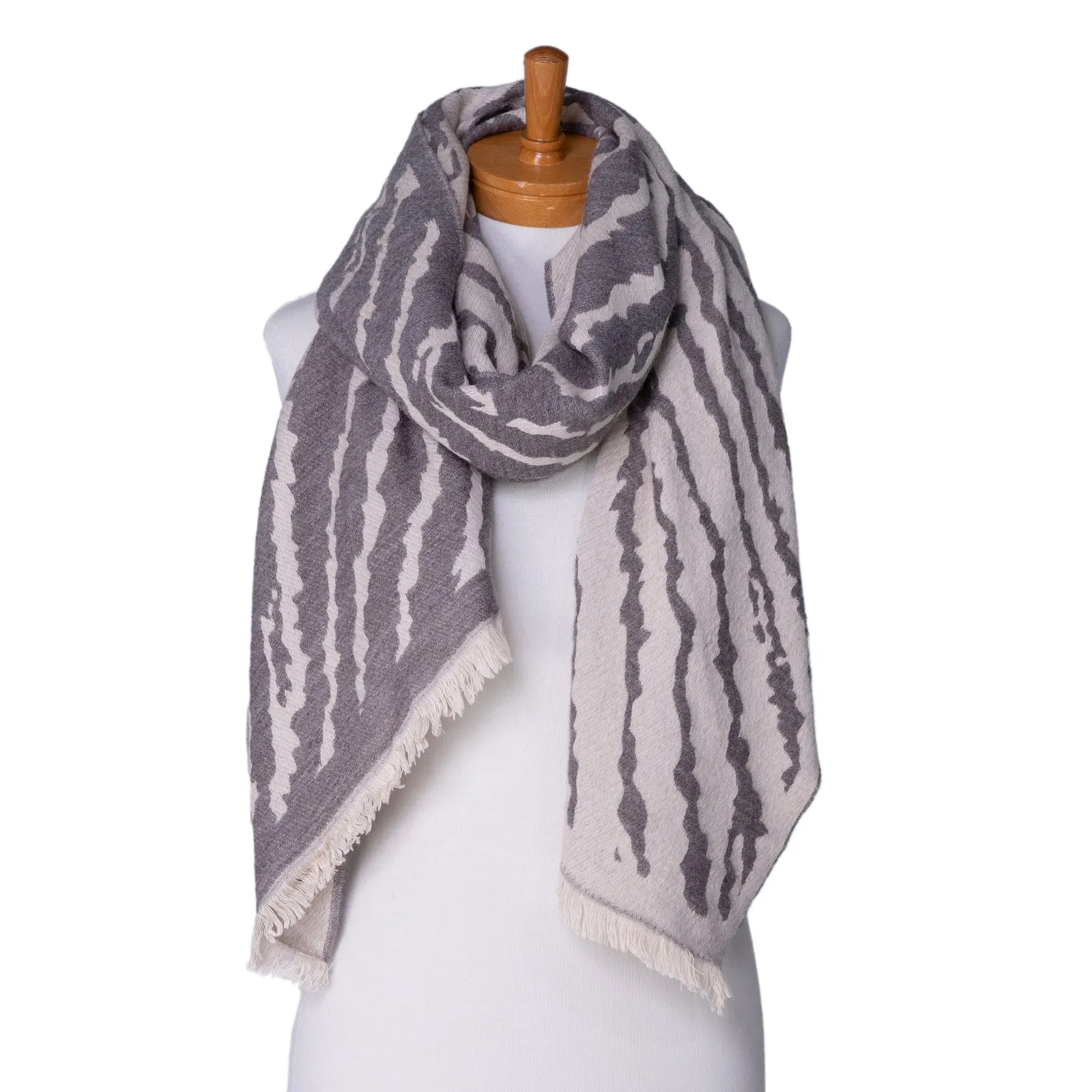 Taylor Hill - Zebra Reversible Scarf - Blush, Yellow, Grey