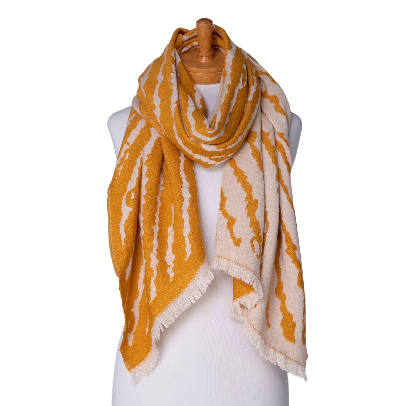 Taylor Hill - Zebra Reversible Scarf - Blush, Yellow, Grey