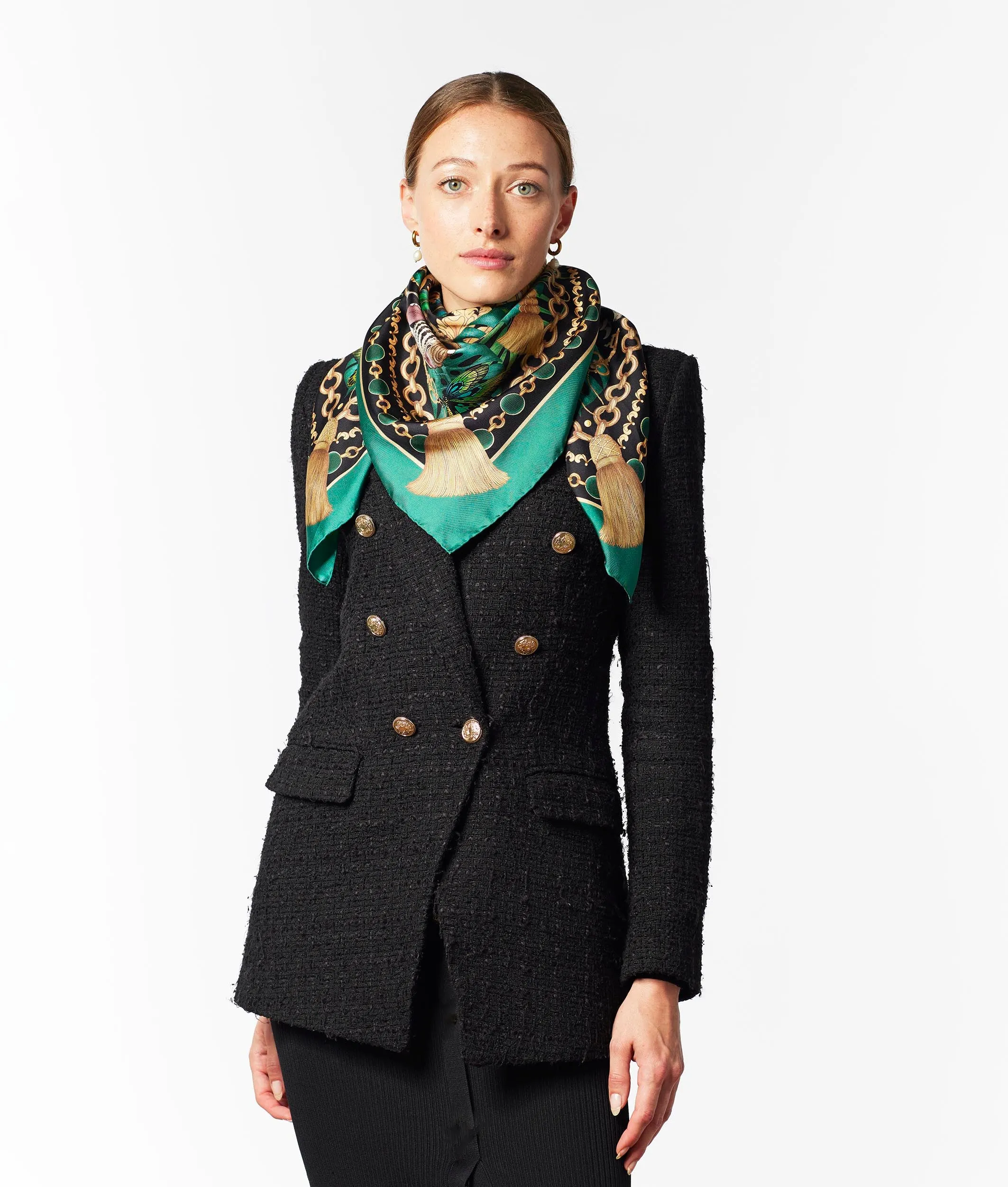 The Emerald & Jaguar Silk Scarf | 65x65cm [Preorder]