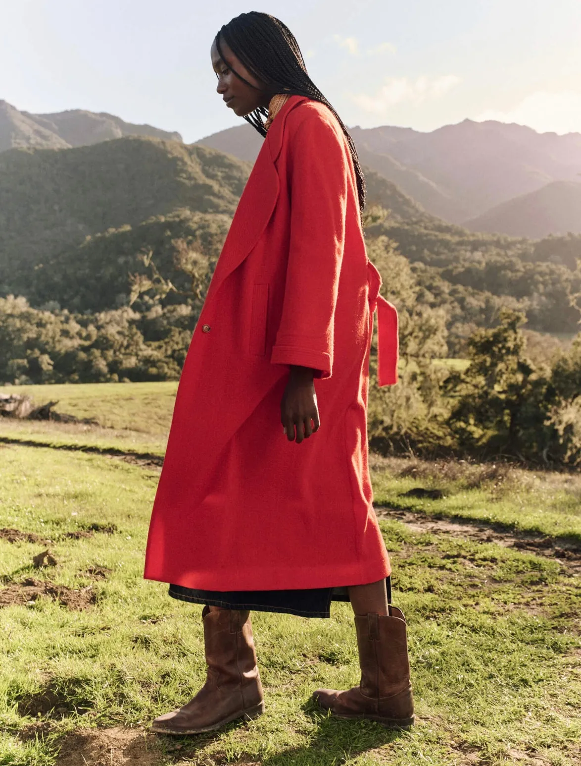 The Trapunto Trench Coat- Hot Red