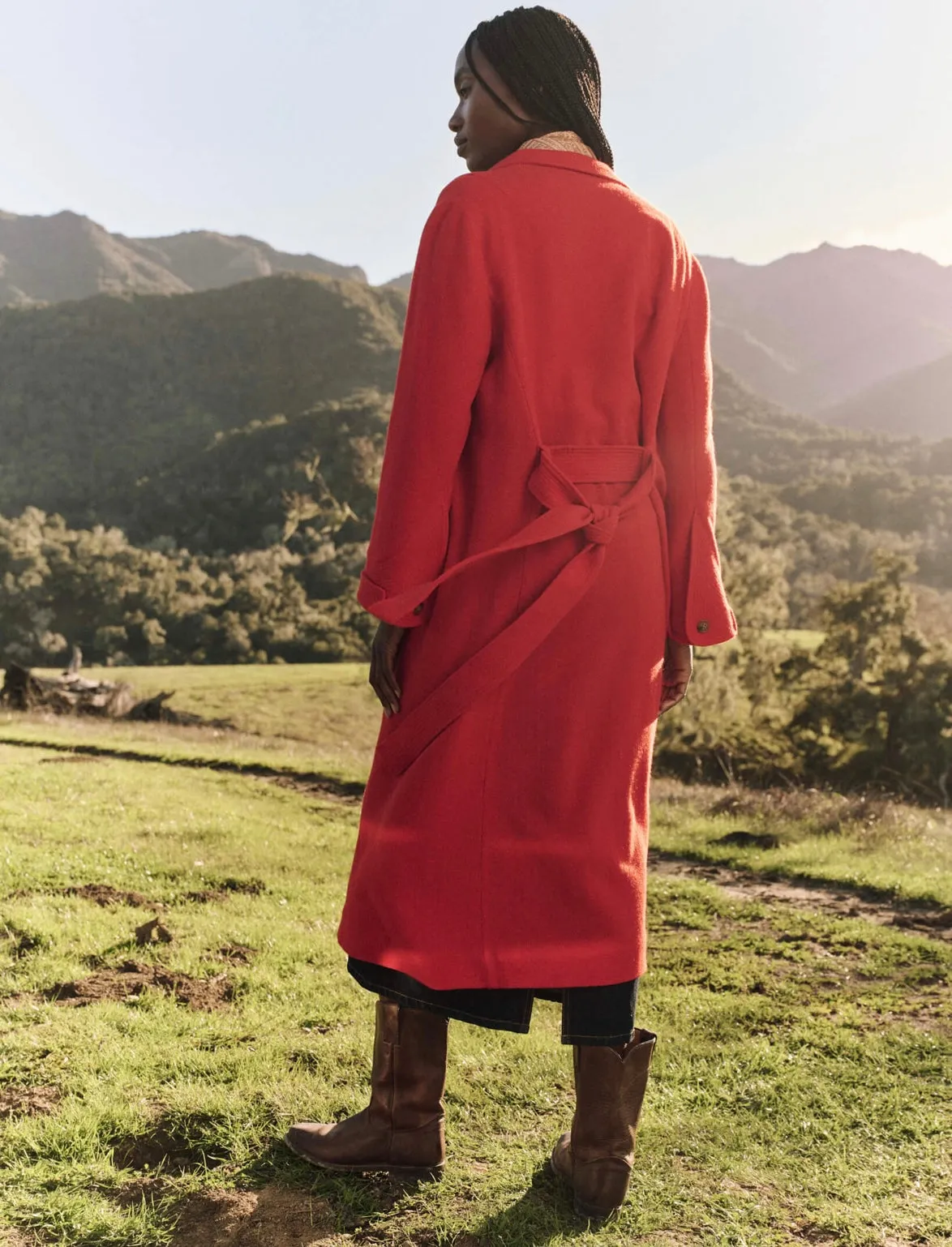 The Trapunto Trench Coat- Hot Red