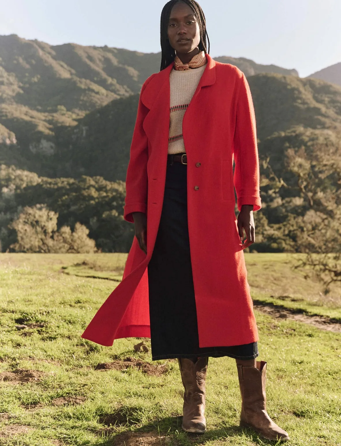 The Trapunto Trench Coat- Hot Red