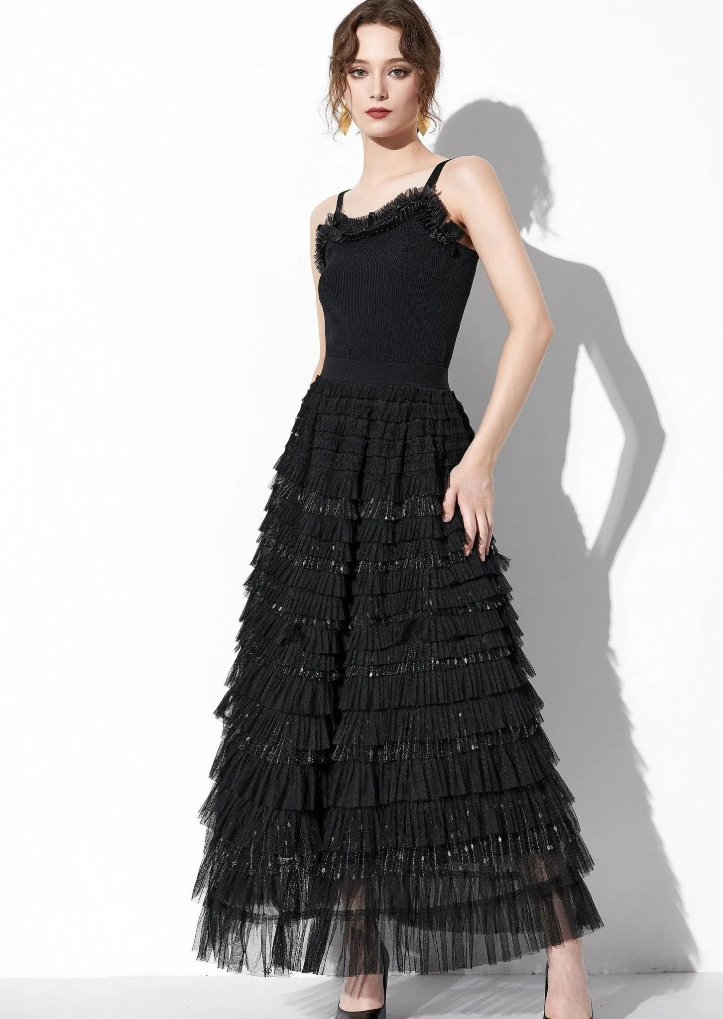 TIERED RUFFLE SKIRT