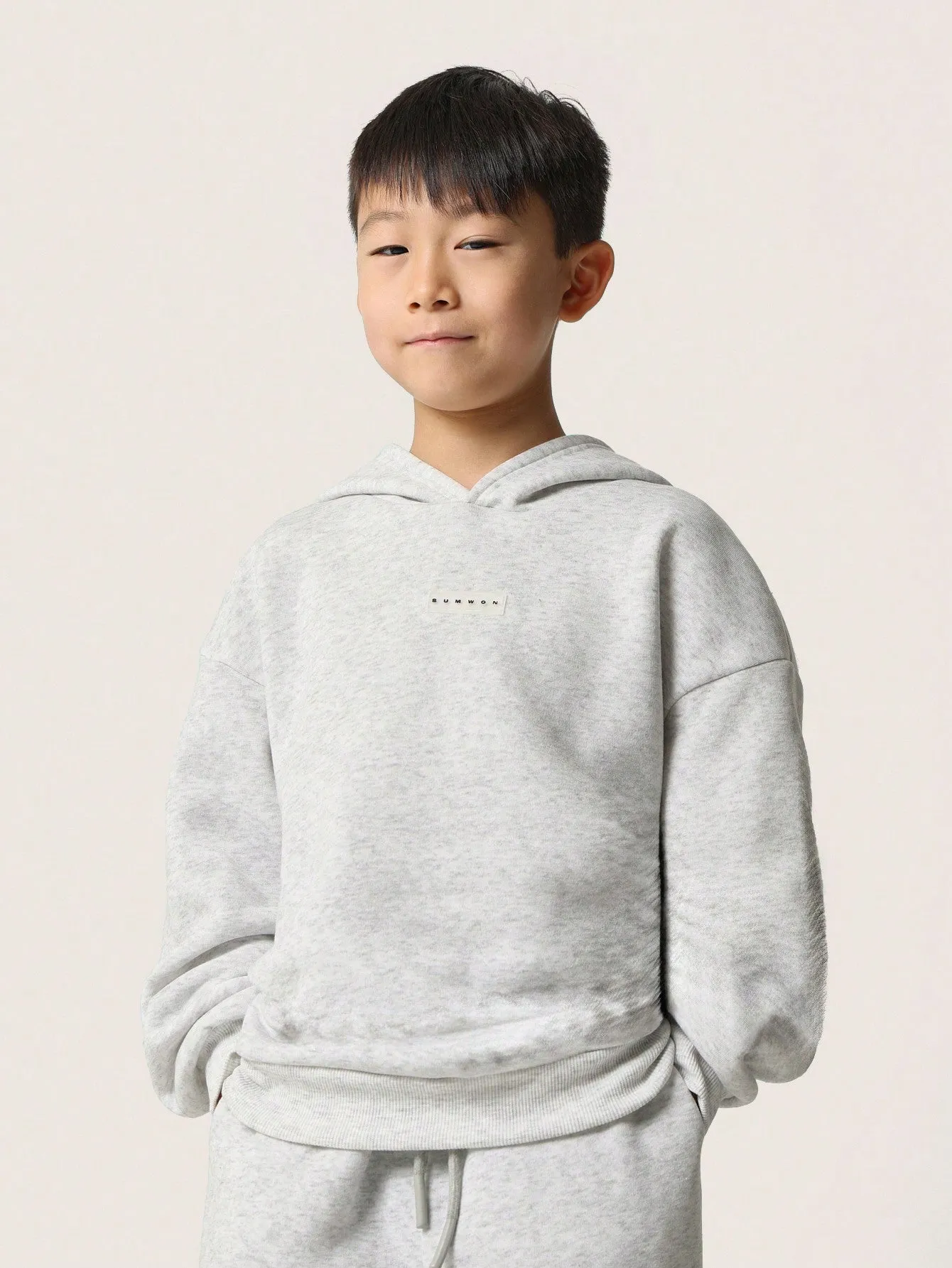 Tween Boys Comfy Grey Marl Overhead Hoodie & Wide Leg Sweatpants 2 Piece Set