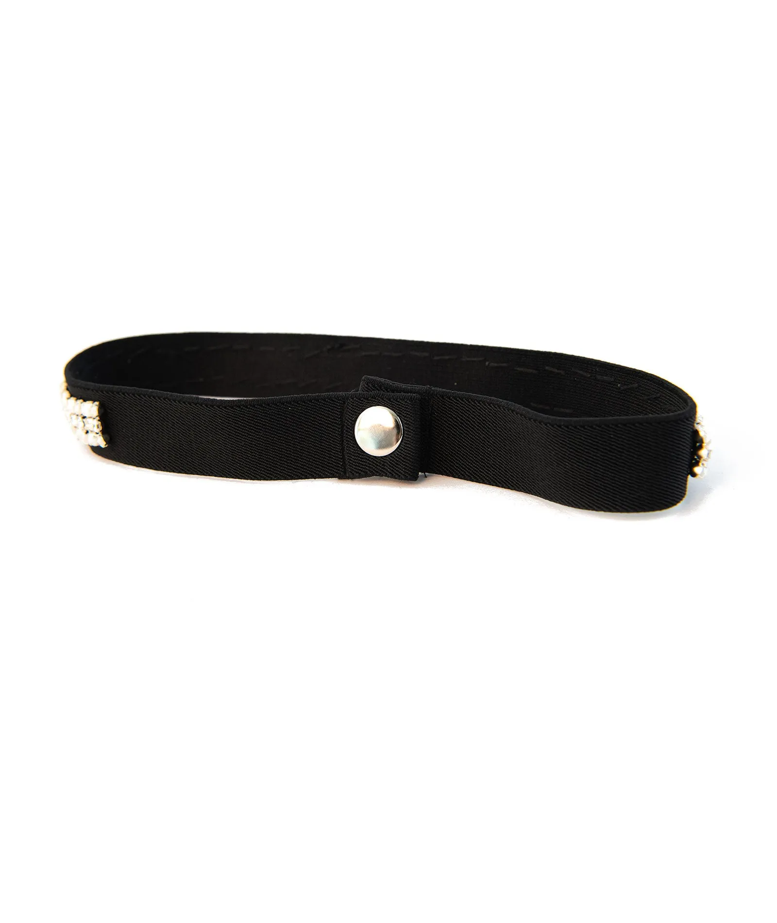 Un Deux Trois Girls Black With Pearls Belt