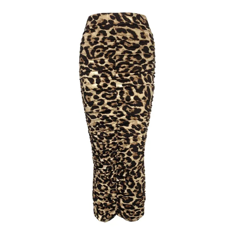 Uniwim Leopard Print High Waist Women Bodycon Skirt Split Stretch Slim Sexy Tight Pencil Skirts Female 2024 Party Night Club Summer New