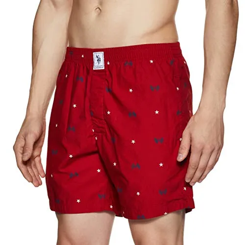 U.S. Polo Assn. Comfort Fit Print Cotton I663 Boxers - Pack Of 1 (RED FLAG M)