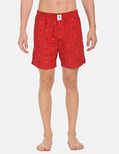 U.S. Polo Assn. Comfort Fit Print Cotton I663 Boxers - Pack Of 1 (RED FLAG M)