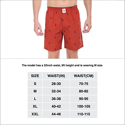 U.S. Polo Assn. Comfort Fit Print Cotton I663 Boxers - Pack Of 1 (RED FLAG M)