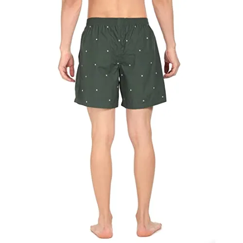 U.S. POLO ASSN. Men Comfort Fit Print Cotton I663 Boxers - Pack Of 1 (Bottle Green Flag L)