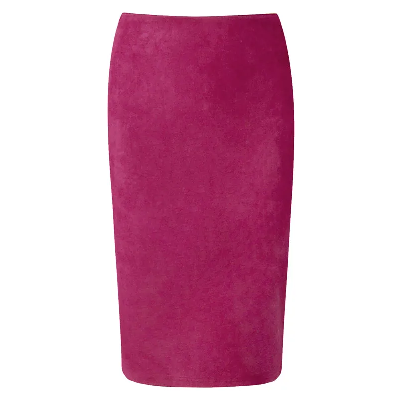 VenusFox Suede Basic Bodycon Multi Color Pencil Midi Skirt