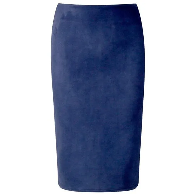 VenusFox Suede Basic Bodycon Multi Color Pencil Midi Skirt