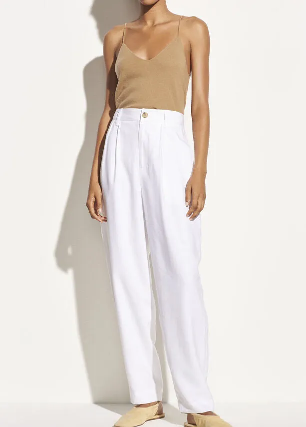 Vince - Pleat Front Tapered Trouser in Optic White