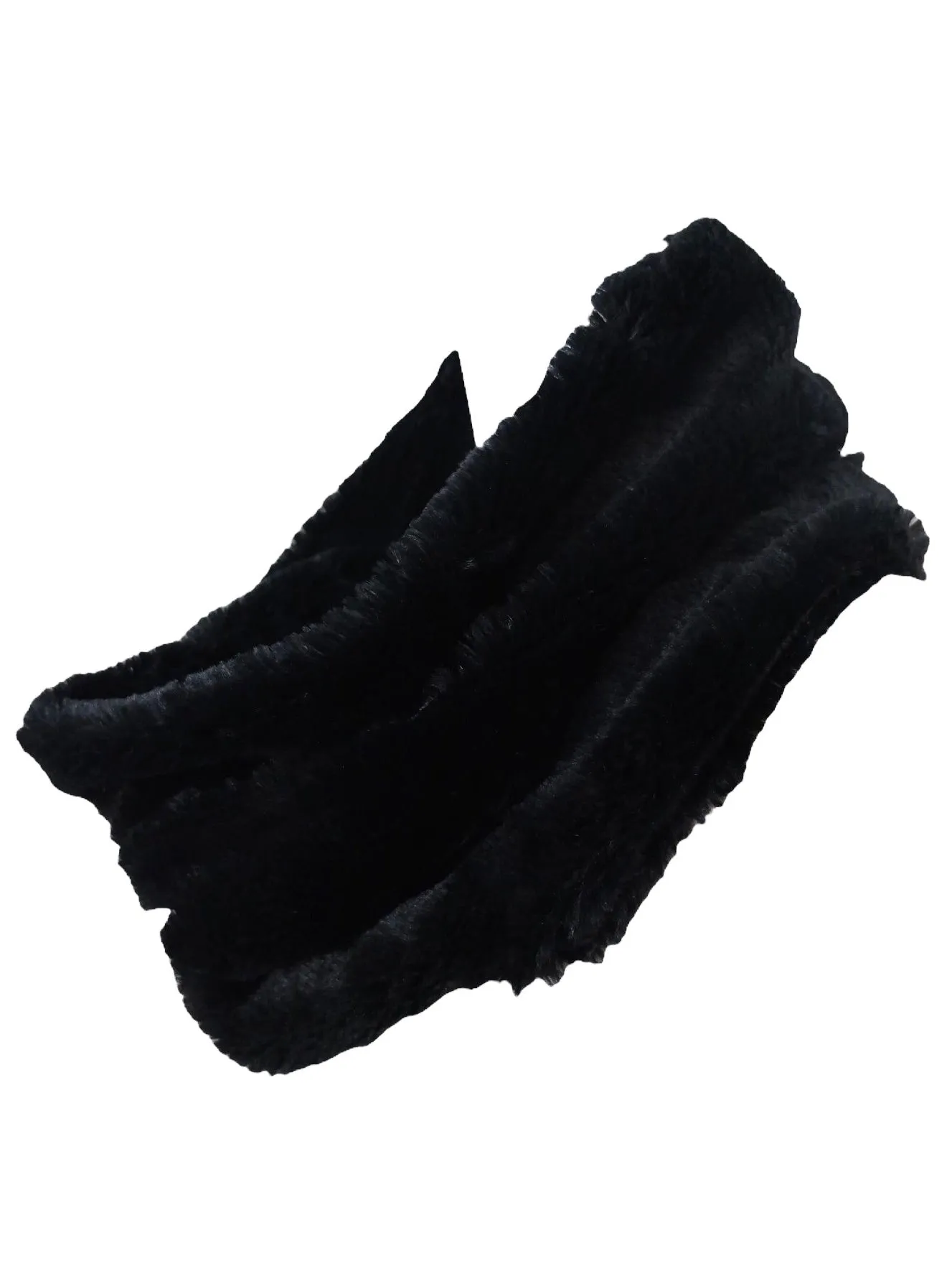 Vintage 2000s Y2K Preppy Goth Grunge Black Basic Solid Faux Fur Soft Fuzzy Chunky Infinity Wrap Winter Scarf