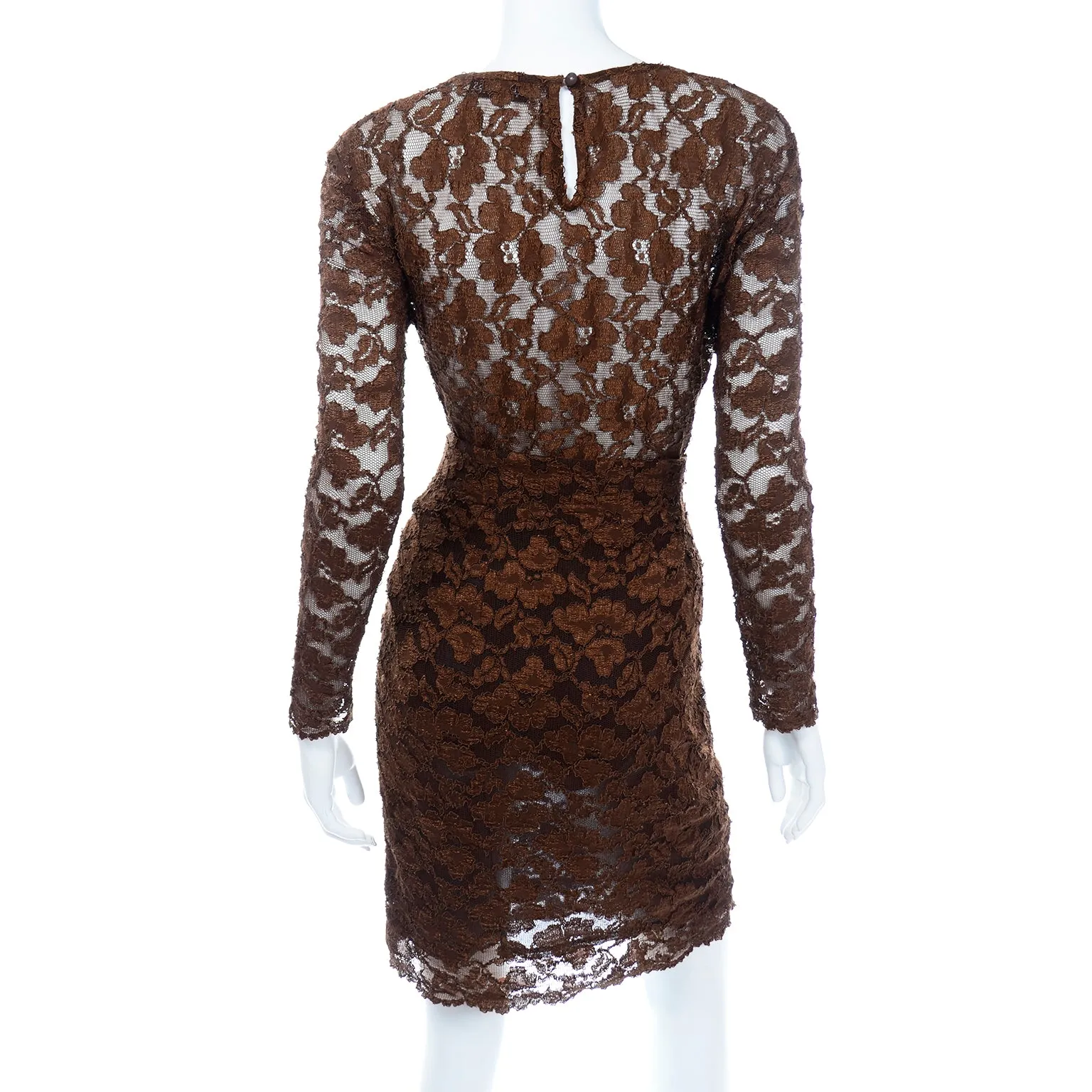 Vintage Bill Blass Dress Brown Lace Bodysuit and Skirt Evening Outfit