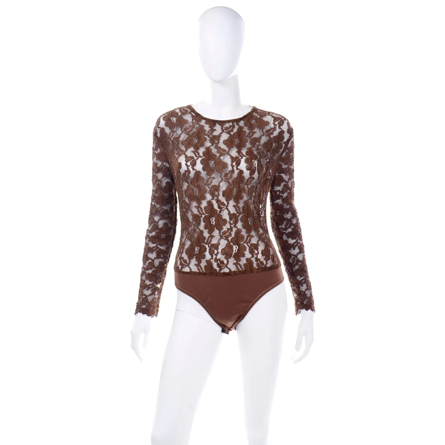 Vintage Bill Blass Dress Brown Lace Bodysuit and Skirt Evening Outfit