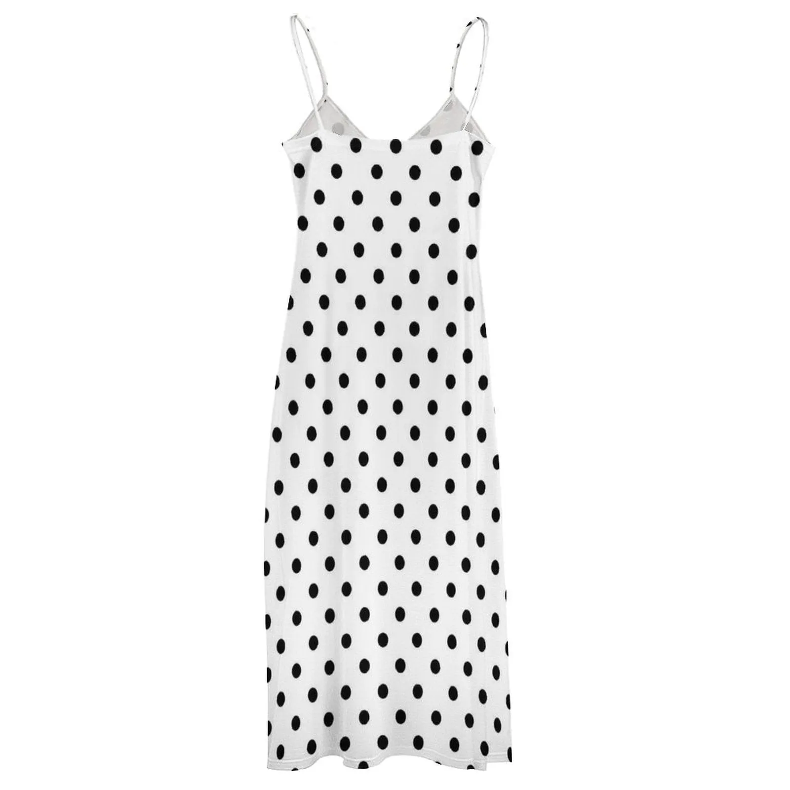 White With Black Polka Dots Women's Summer Slip Long Dress