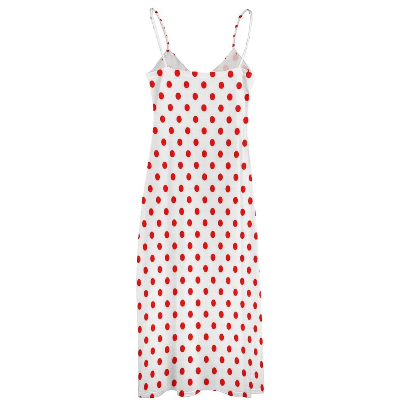 White WIth Red Polka Dots Women's Summer Slip Long Dress