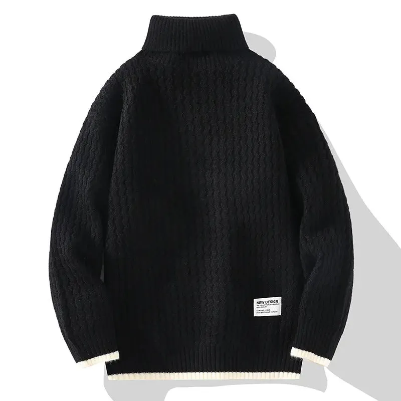 Winter Turtleneck Sweater Men's Loose Solid Color