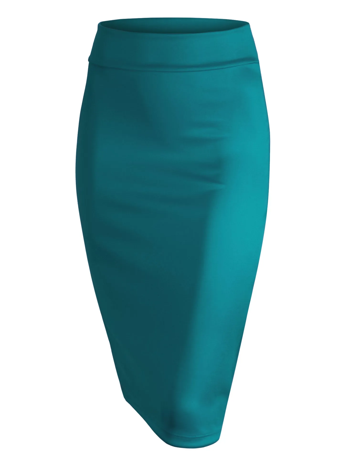 Women's Elastic Waist Stretch Bodycon Midi Knee Length Pencil Skirt