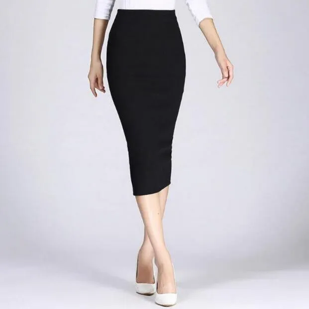 Women’s Slim Fit Pencil Skirt | Rib Knit Bodycon Maxi Skirt, Hip-Flattering Split Midi for Ladies