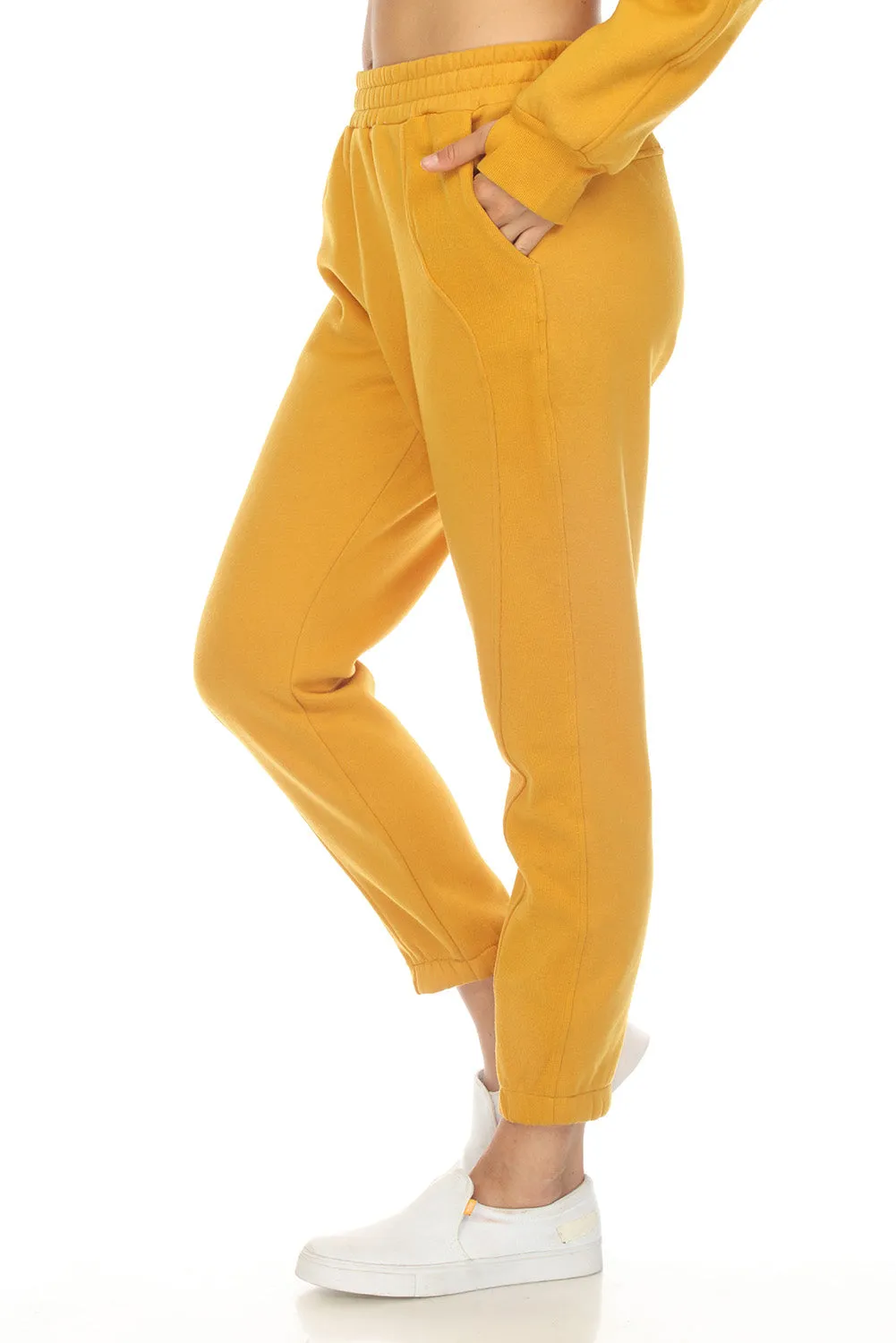 Women's Solid Color Half Zip Sweatshirt and Sweatpants Sports Set