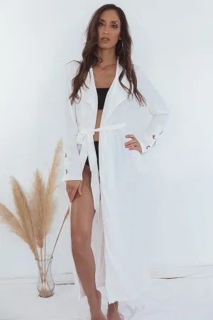 Wrap Soft Trench Coat - White