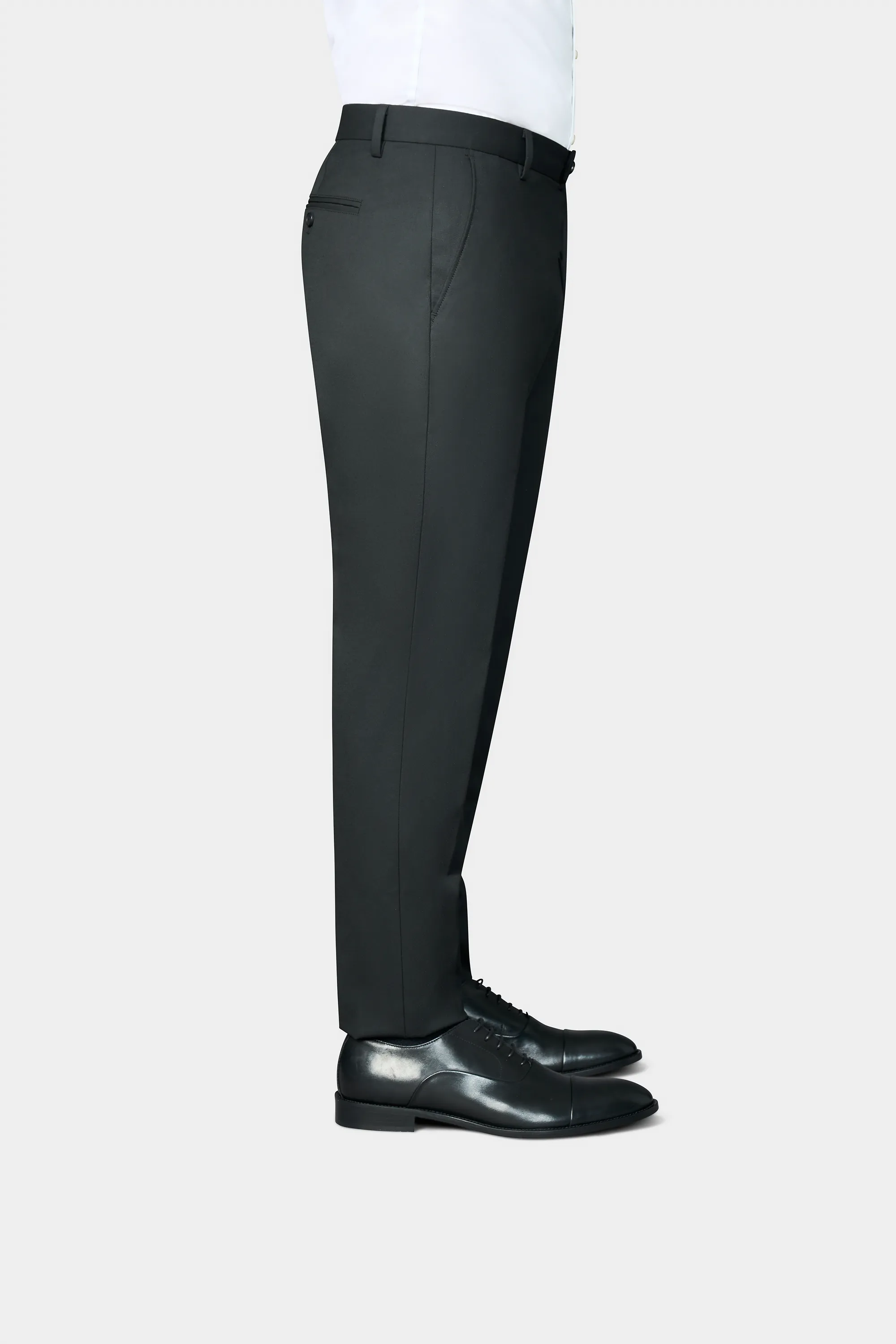 Yarn Dye Charcoal Herringbone Cotton Dress Pants