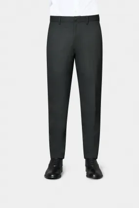 Yarn Dye Charcoal Herringbone Cotton Dress Pants