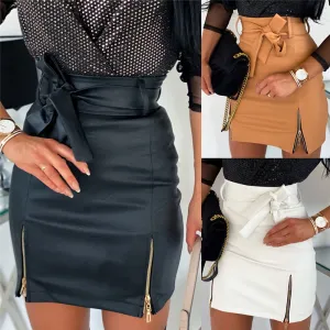 Zip It PU Leather Pencil Bodycon Skirt