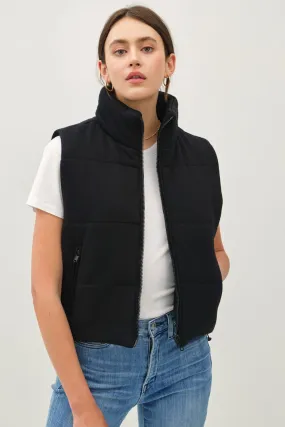 Zip Up Turtleneck Puffer Vest with Pockets