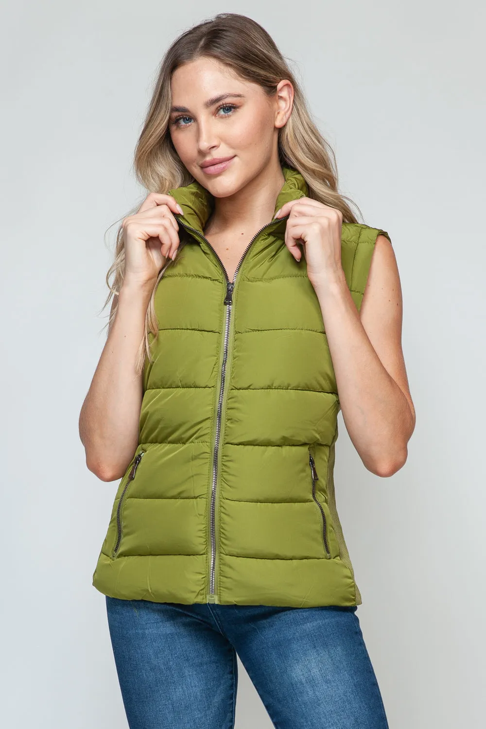 Zip Up Turtleneck Vest with Pockets